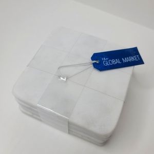 Global market NWT marbel white square elegant drink coaster set of 4.